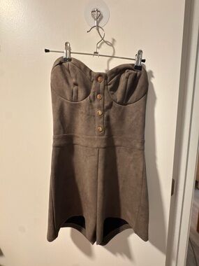Windsor Strapless Faux-Suede Romper